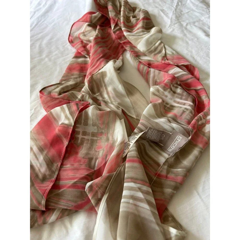 Chico's Vibrant Pink and Beige Scarf